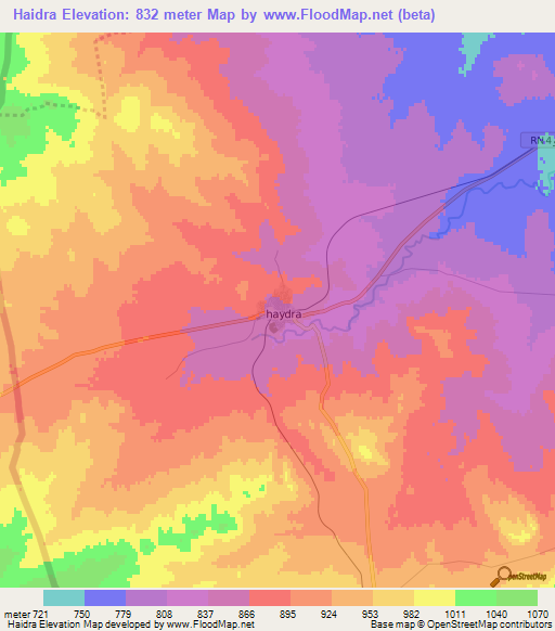 Haidra,Tunisia Elevation Map