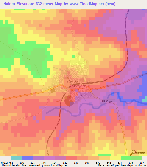 Haidra,Tunisia Elevation Map