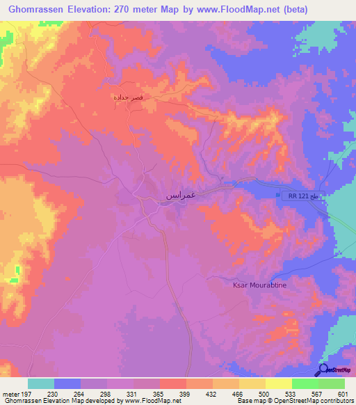 Ghomrassen,Tunisia Elevation Map