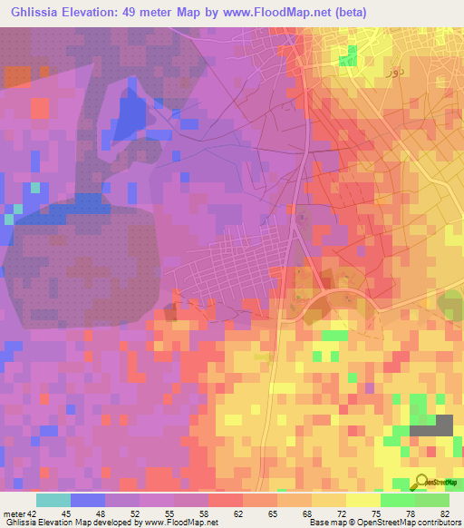 Ghlissia,Tunisia Elevation Map