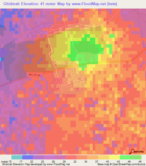 Ghidmah,Tunisia Elevation Map