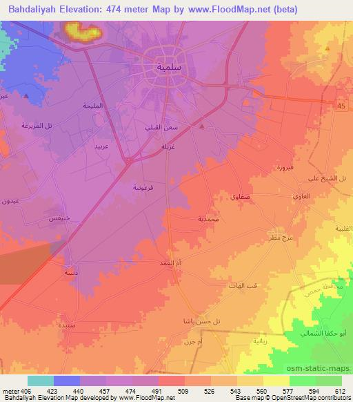 Bahdaliyah,Syria Elevation Map