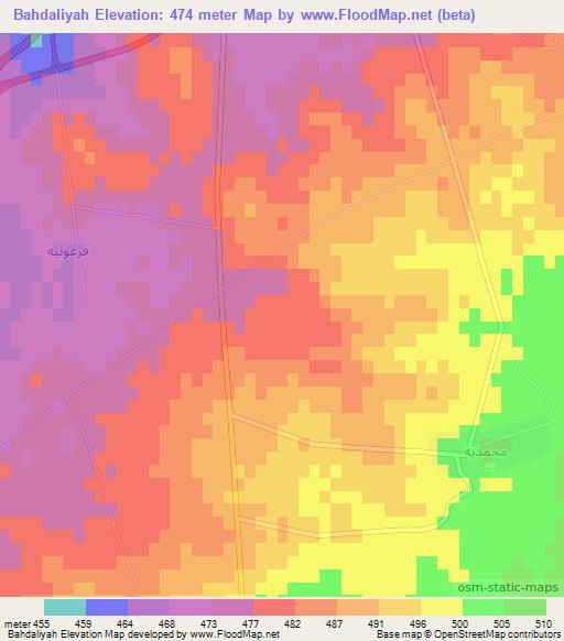 Bahdaliyah,Syria Elevation Map