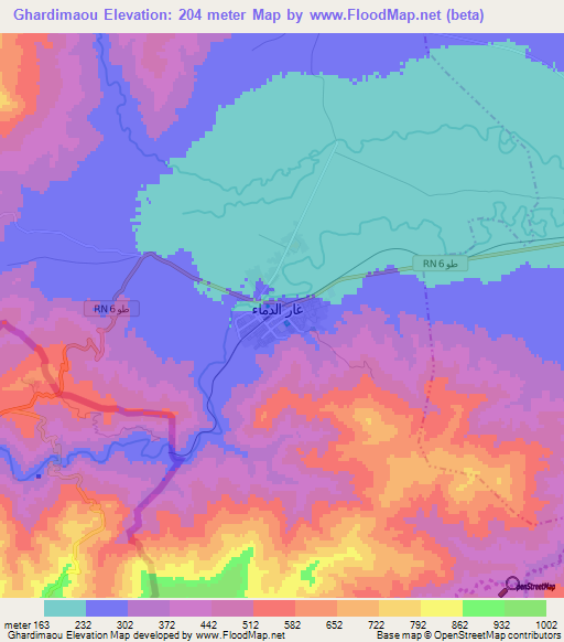Ghardimaou,Tunisia Elevation Map