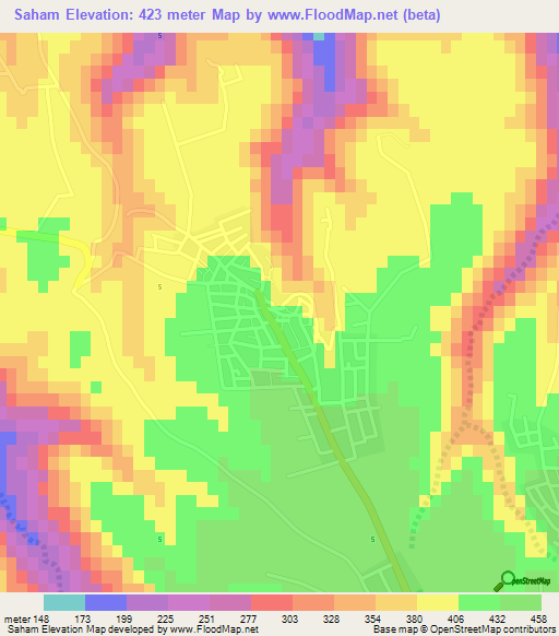 Saham,Jordan Elevation Map