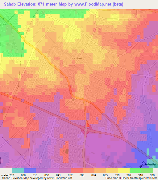 Sahab,Jordan Elevation Map