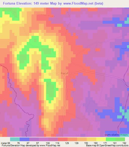 Fortuna,Tunisia Elevation Map