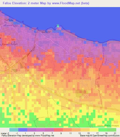 Fafou,Tunisia Elevation Map