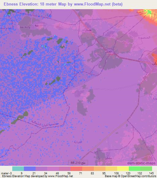 Ebness,Tunisia Elevation Map
