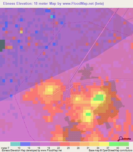 Ebness,Tunisia Elevation Map