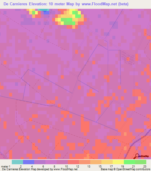 De Carnieres,Tunisia Elevation Map