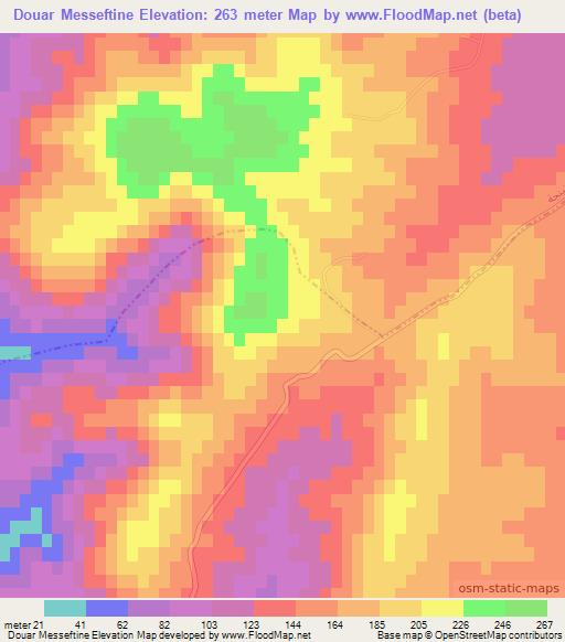 Douar Messeftine,Tunisia Elevation Map