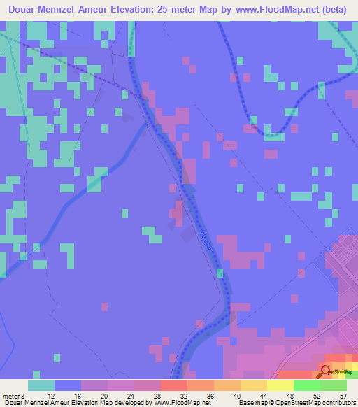 Douar Mennzel Ameur,Tunisia Elevation Map