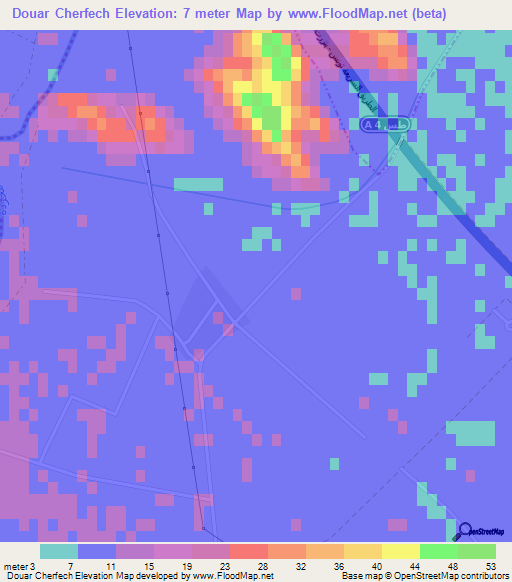 Douar Cherfech,Tunisia Elevation Map