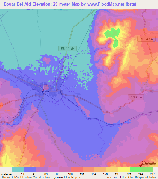 Douar Bel Aid,Tunisia Elevation Map