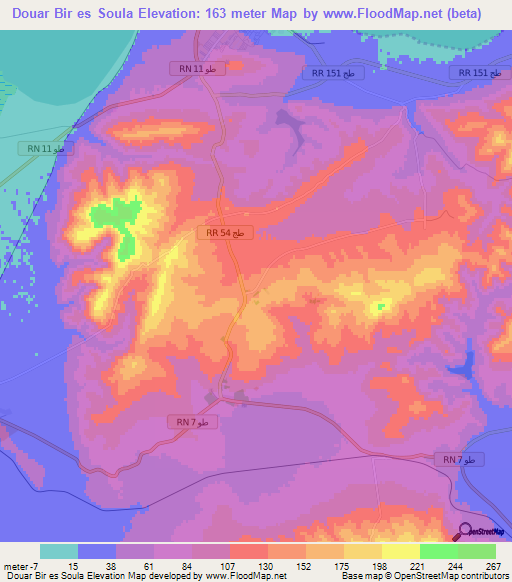 Douar Bir es Soula,Tunisia Elevation Map