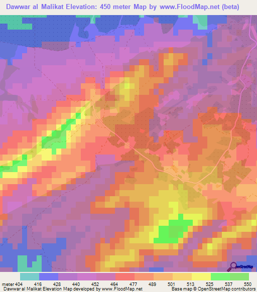 Dawwar al Malikat,Tunisia Elevation Map
