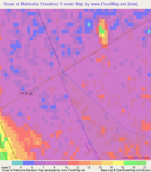 Douar el Mabtouha,Tunisia Elevation Map