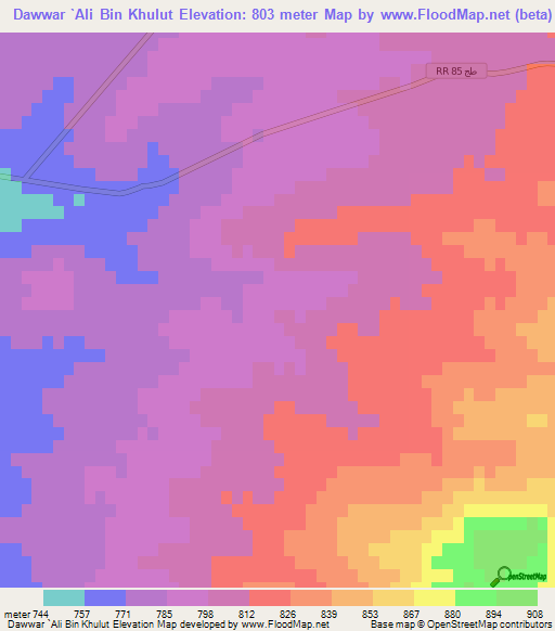 Dawwar `Ali Bin Khulut,Tunisia Elevation Map