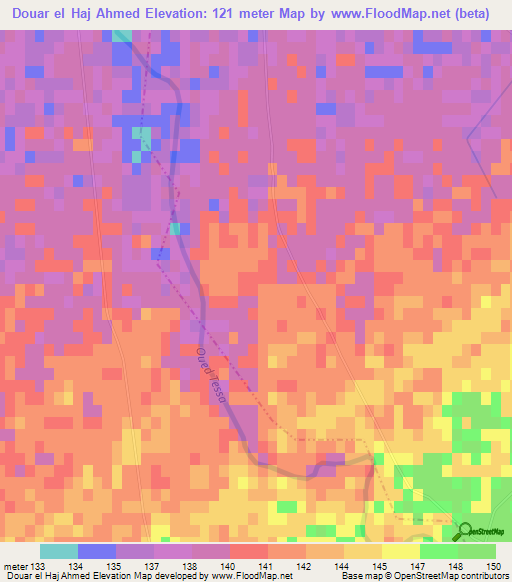 Douar el Haj Ahmed,Tunisia Elevation Map