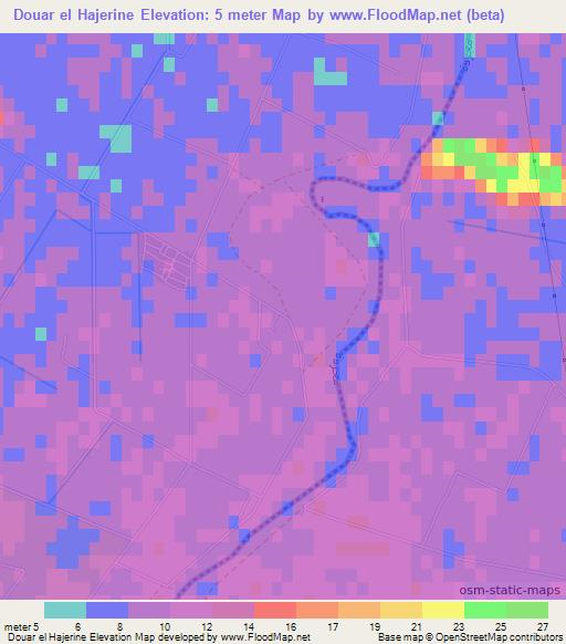 Douar el Hajerine,Tunisia Elevation Map