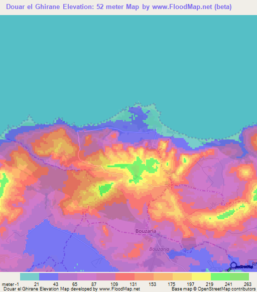Douar el Ghirane,Tunisia Elevation Map