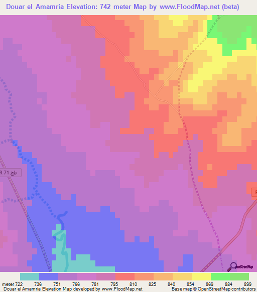Douar el Amamria,Tunisia Elevation Map