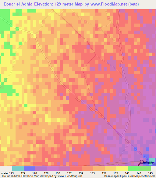 Douar el Adhla,Tunisia Elevation Map