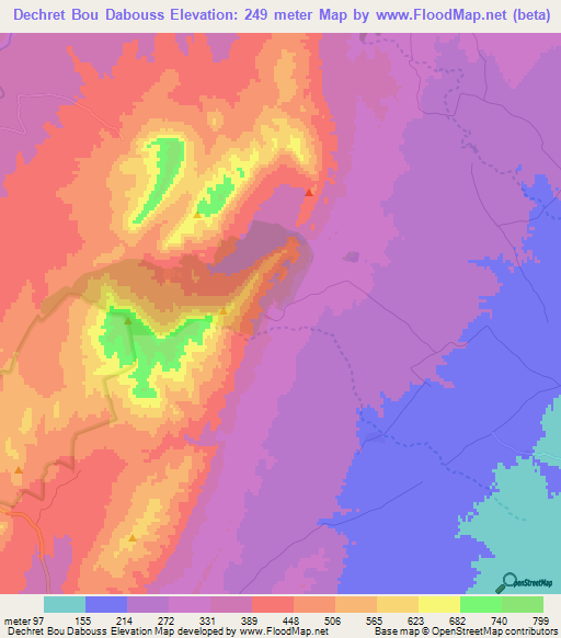 Dechret Bou Dabouss,Tunisia Elevation Map