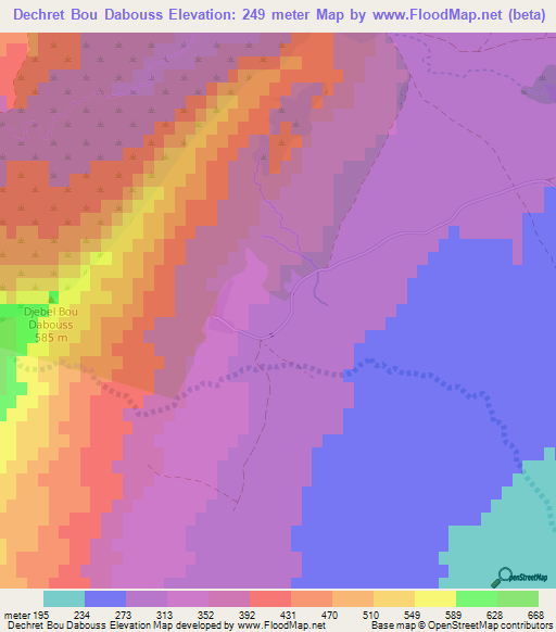 Dechret Bou Dabouss,Tunisia Elevation Map