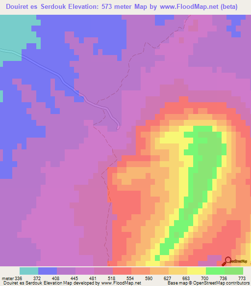 Douiret es Serdouk,Tunisia Elevation Map