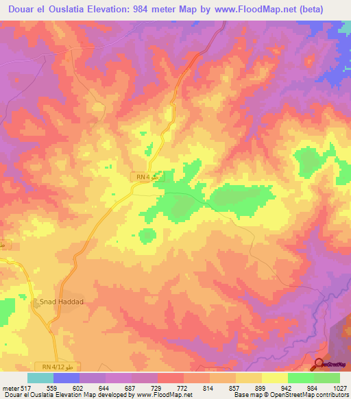 Douar el Ouslatia,Tunisia Elevation Map