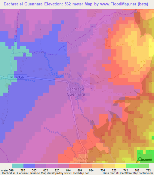 Dechret el Guennara,Tunisia Elevation Map