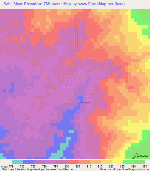 Sab` Siyar,Jordan Elevation Map