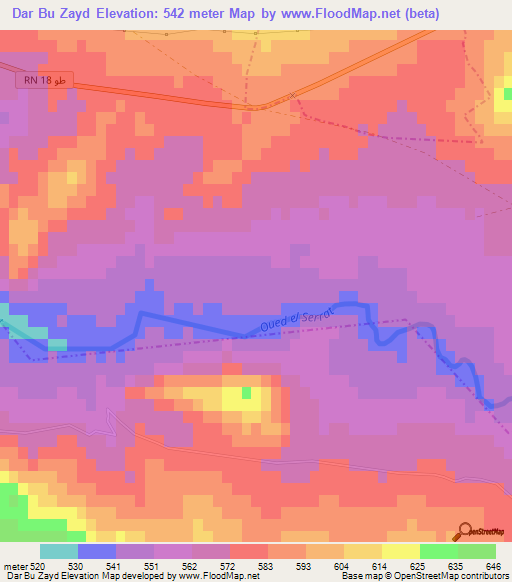 Dar Bu Zayd,Tunisia Elevation Map