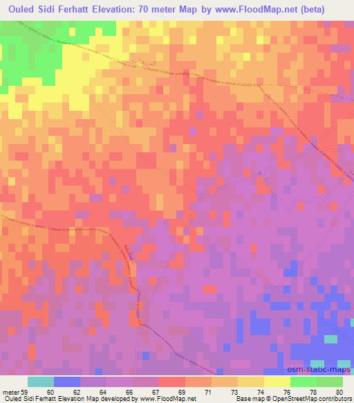 Ouled Sidi Ferhatt,Tunisia Elevation Map