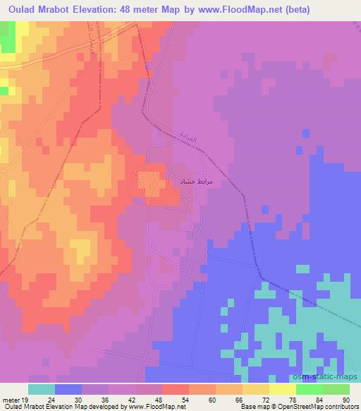 Oulad Mrabot,Tunisia Elevation Map