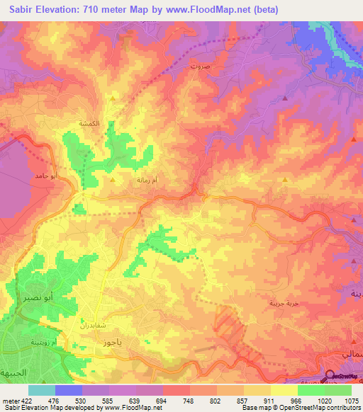 Sabir,Jordan Elevation Map
