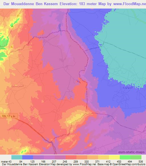 Dar Mouaddenne Ben Kassem,Tunisia Elevation Map