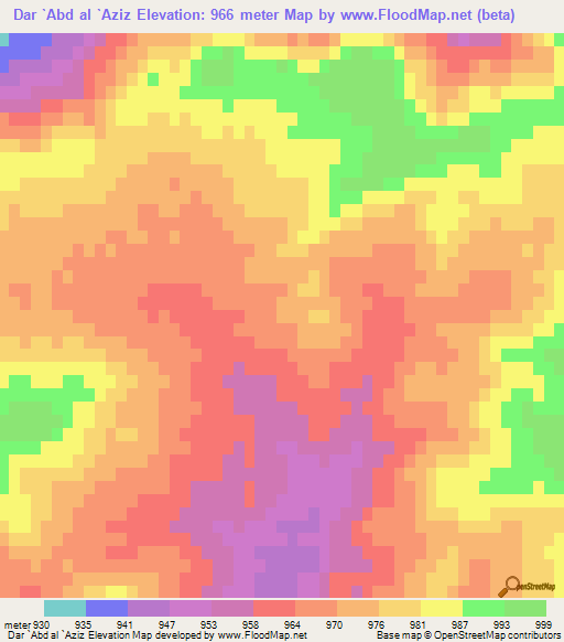 Dar `Abd al `Aziz,Tunisia Elevation Map