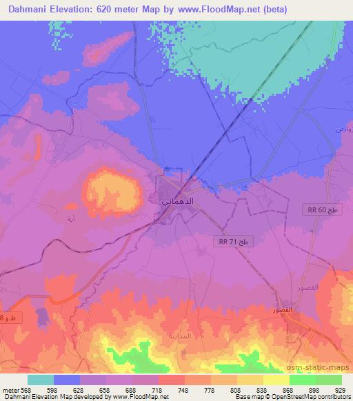 Dahmani,Tunisia Elevation Map