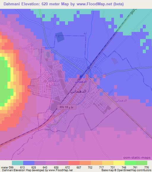 Dahmani,Tunisia Elevation Map