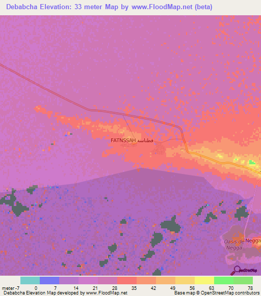 Debabcha,Tunisia Elevation Map