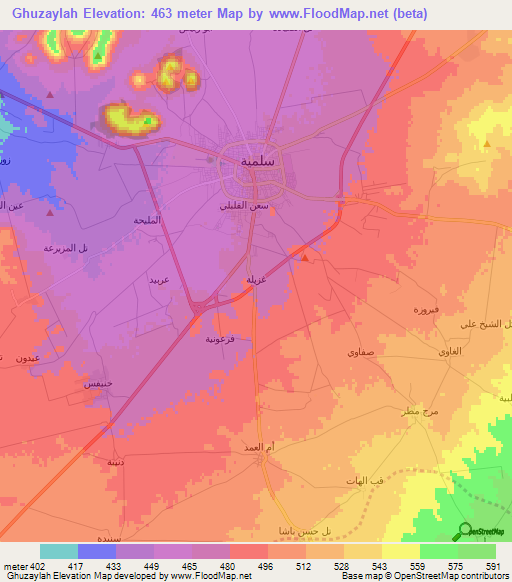 Ghuzaylah,Syria Elevation Map