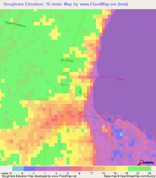 Boughrara,Tunisia Elevation Map