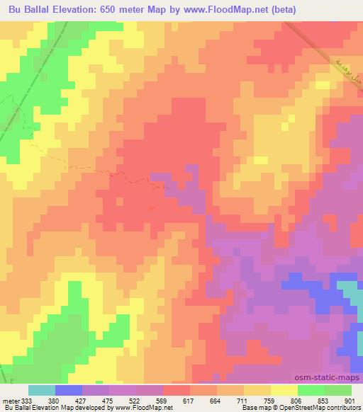 Bu Ballal,Tunisia Elevation Map