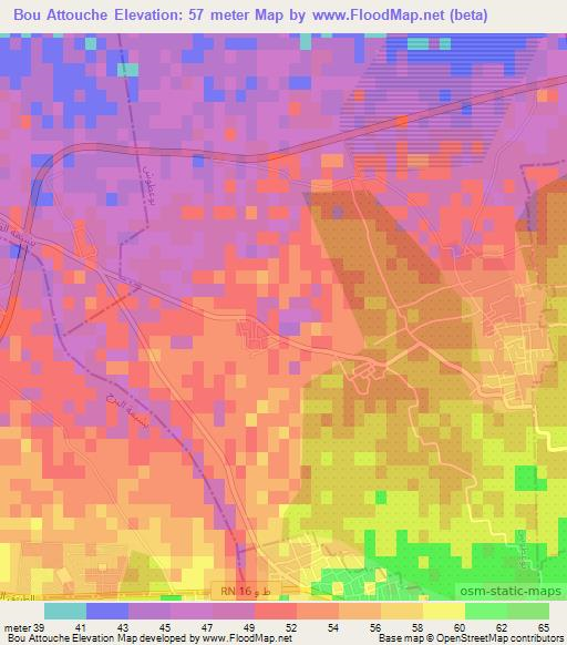 Bou Attouche,Tunisia Elevation Map