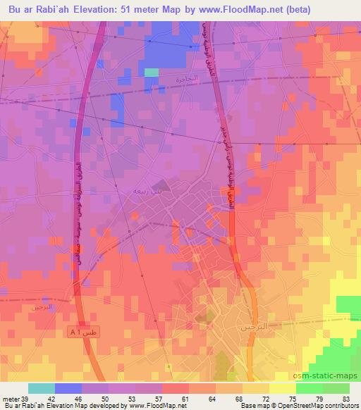 Bu ar Rabi`ah,Tunisia Elevation Map