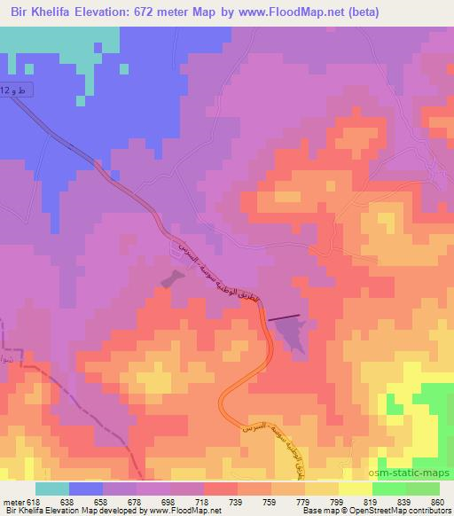Bir Khelifa,Tunisia Elevation Map