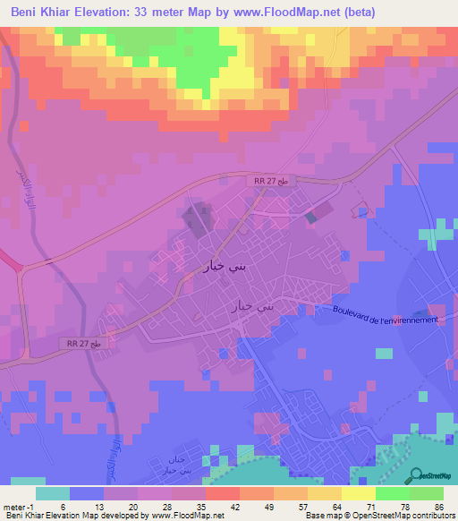 Beni Khiar,Tunisia Elevation Map
